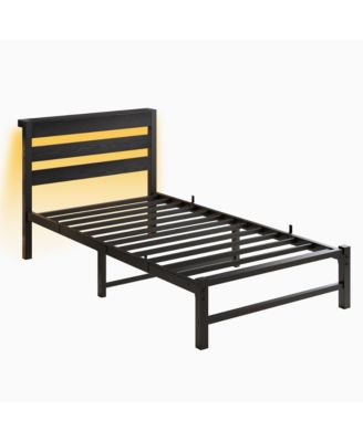 Heavy-Duty Platform Bed Frame with Headboard & LED