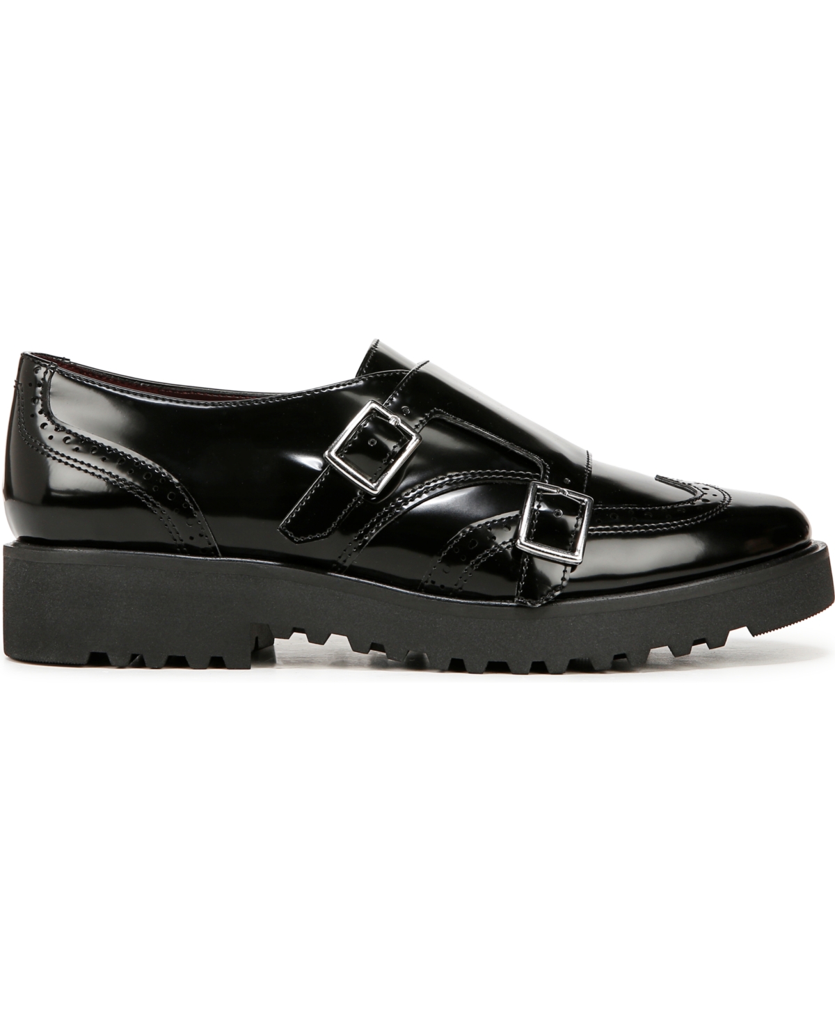 Franco Sarto Chance Double Monk Strap Shoe In Black Faux Patent