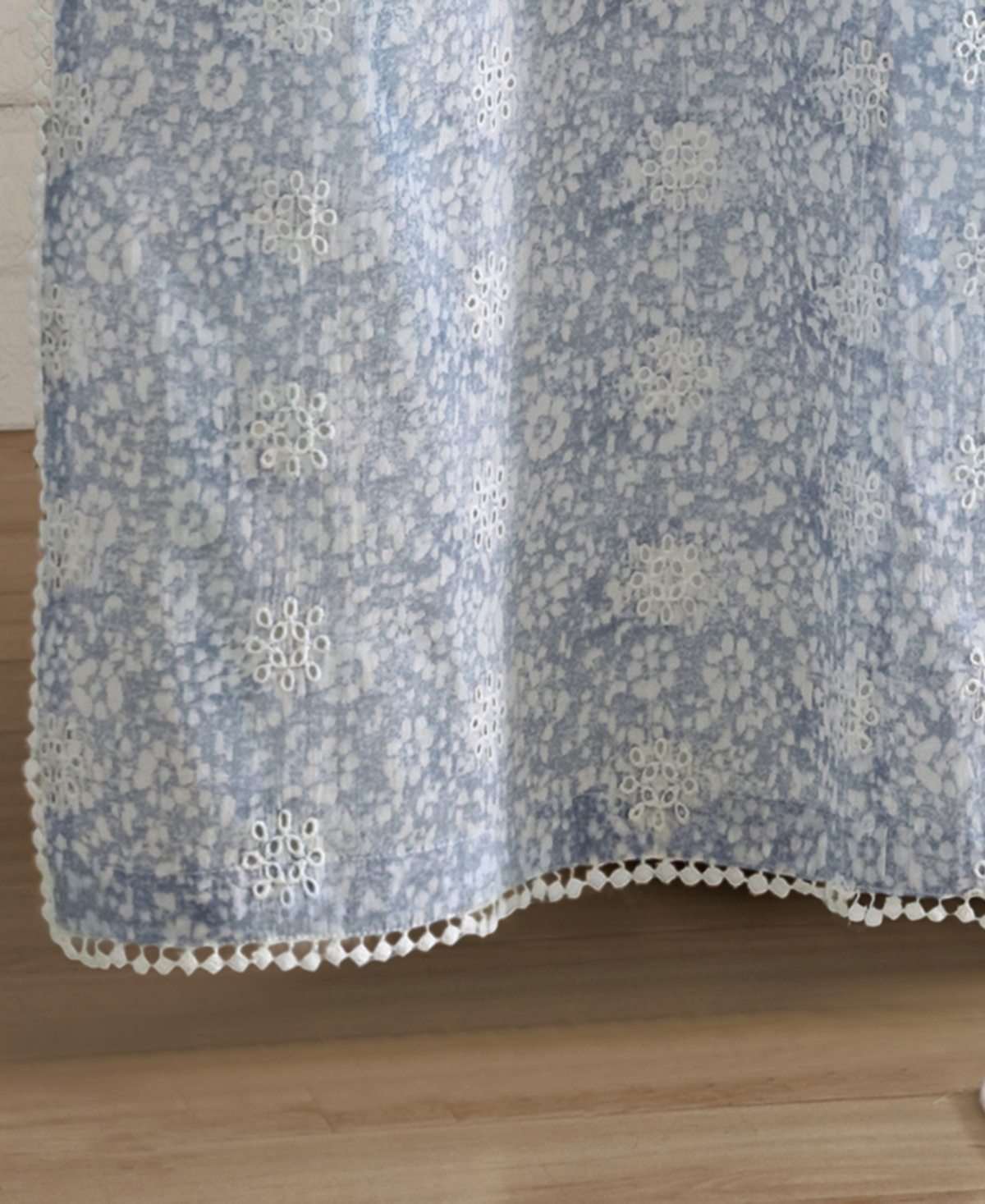 Peri Home Ikat Eyelet Cotton Shower Curtain, 72" X 72" In Blue