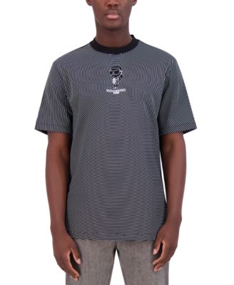 KARL LAGERFELD PARIS - Men's Slim Fit Short Sleeve Crewneck Little Karl Graphic Striped T-Shirt