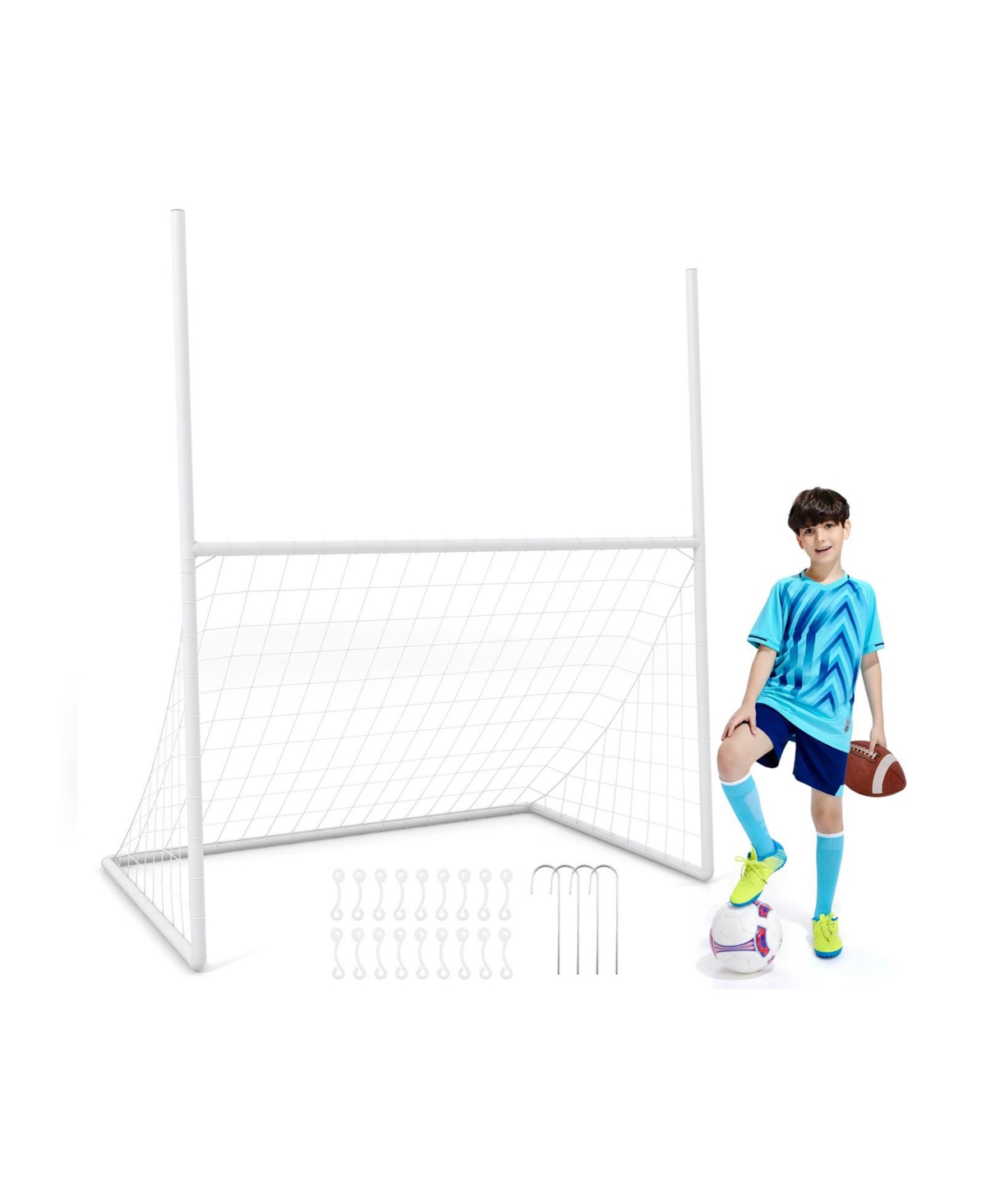 2 in 1 All Weather Football Training Equipment for Park School - White