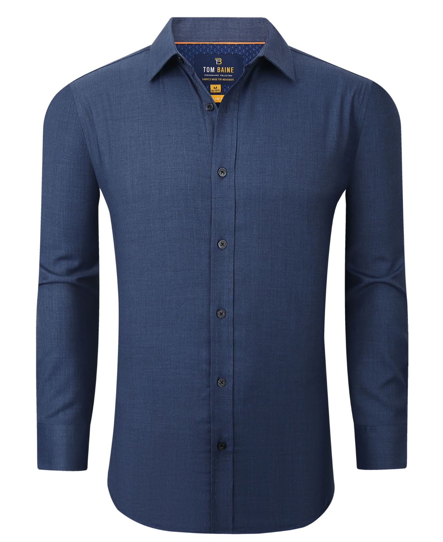 Мужская рубашка Tom Baine Four-Way Stretch Denim Button Down Dress Shirt, цвет: Джинсовый, вариант 1 — фото 1