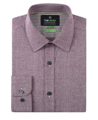 Men's Four-Way Stretch Solid Textured Button Down Dress Shirt