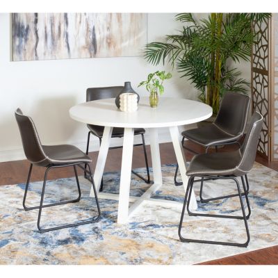 Streamdale 5-Piece Round Dining Set, Trestle Dining Table with 4 Stylish Chairs