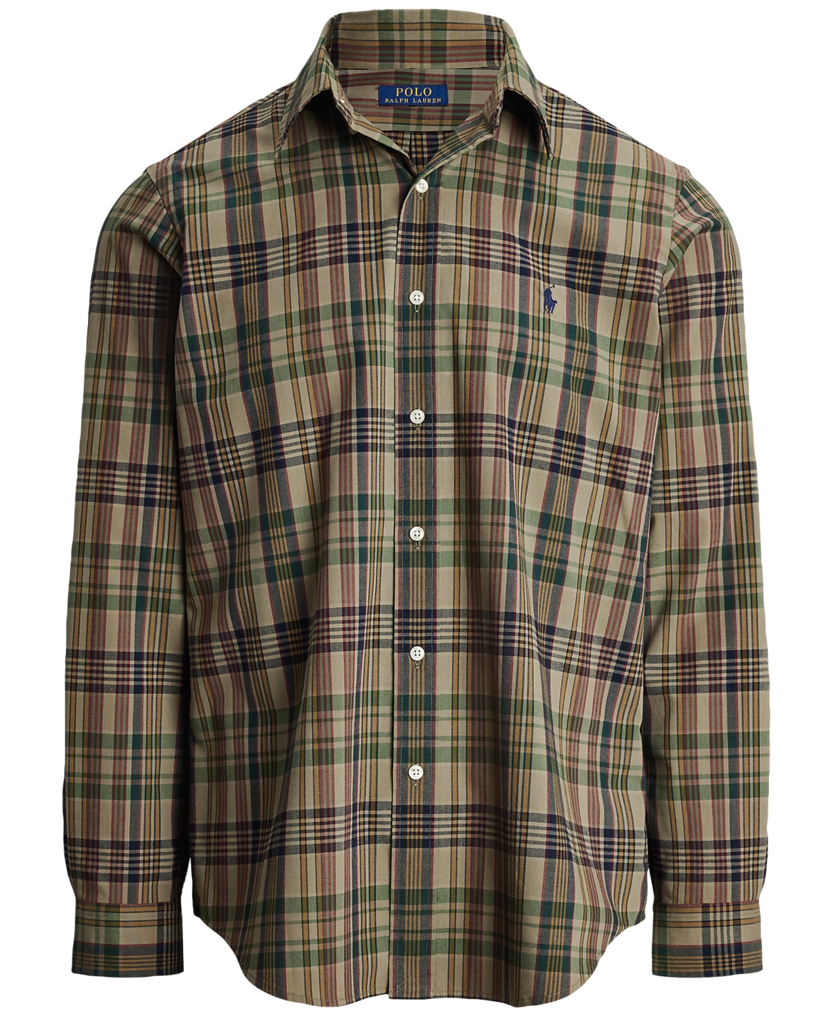 Polo Ralph Lauren Men's Classic-Fit Plaid Oxford Shirt - 6619 Khaki Navy Multi