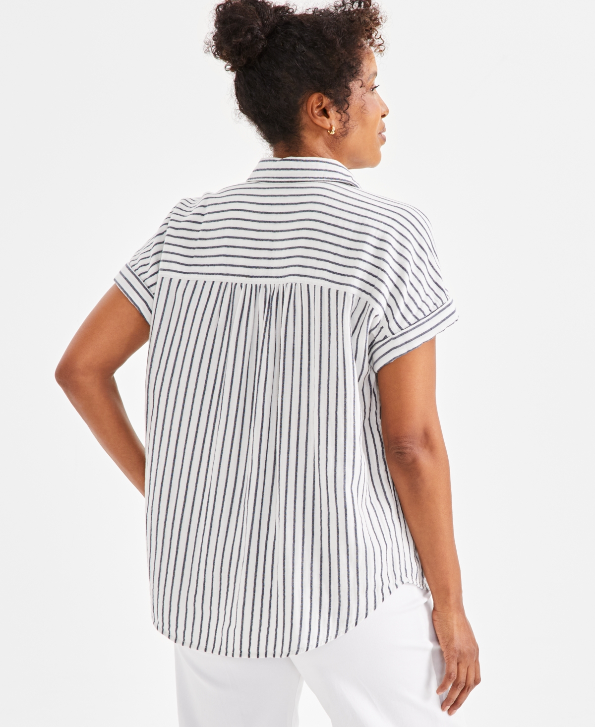 Style & Co Petite Cotton Button-Front Short-Sleeve Camp Shirt, Created for Macy's