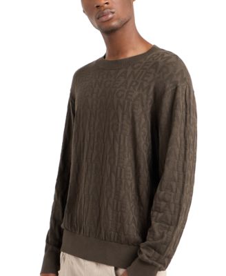 AX Armani Exchange Мужской жаккардовый свитер с круглым вырезом и логотипом AX Armani Exchange