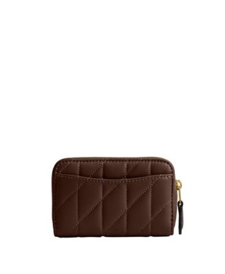 Small Quilted Pillow Leather Zip Around Wallet