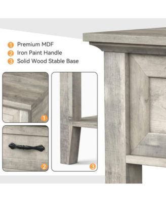 Grey Nightstands Set of 2, End Table with Drawer, Side Table for Spaces, 2 Tiers Storage Shelves with Dresser, Bedside Table for Living Room, Bedroom, Dorm (2pcs-Grey)