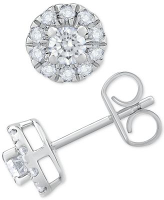 Macy's - Diamond Round Halo Stud Earrings in 14k White Gold (1/3-1 ct. t.w.)