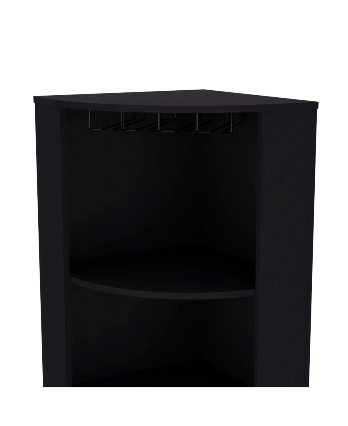 Depot E-Shop Agra Corner Bar Cabinet with Five Shelves, Eight Bottle Cubbies and Stemware,Macadamia