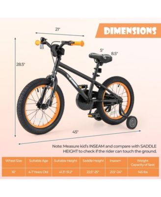 16-Inch Kids' Sport Bike with Adjustable Seat and Reflectors for Ages 4-7