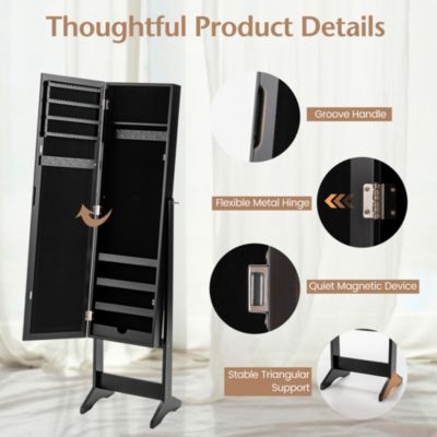 Mirrored Jewelry Cabinet Organizer Storage Box White