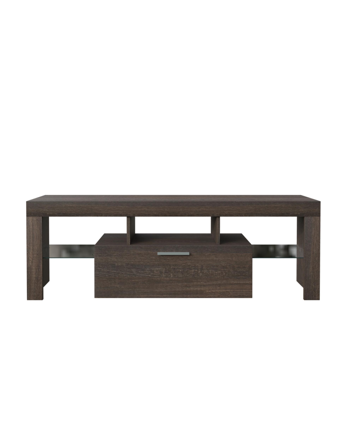 Slickblue 20-Minute Quick AssemblyModern Tv Stand with Toughened Glass Shelf, Floor Cabinet, and Led Color - Brown