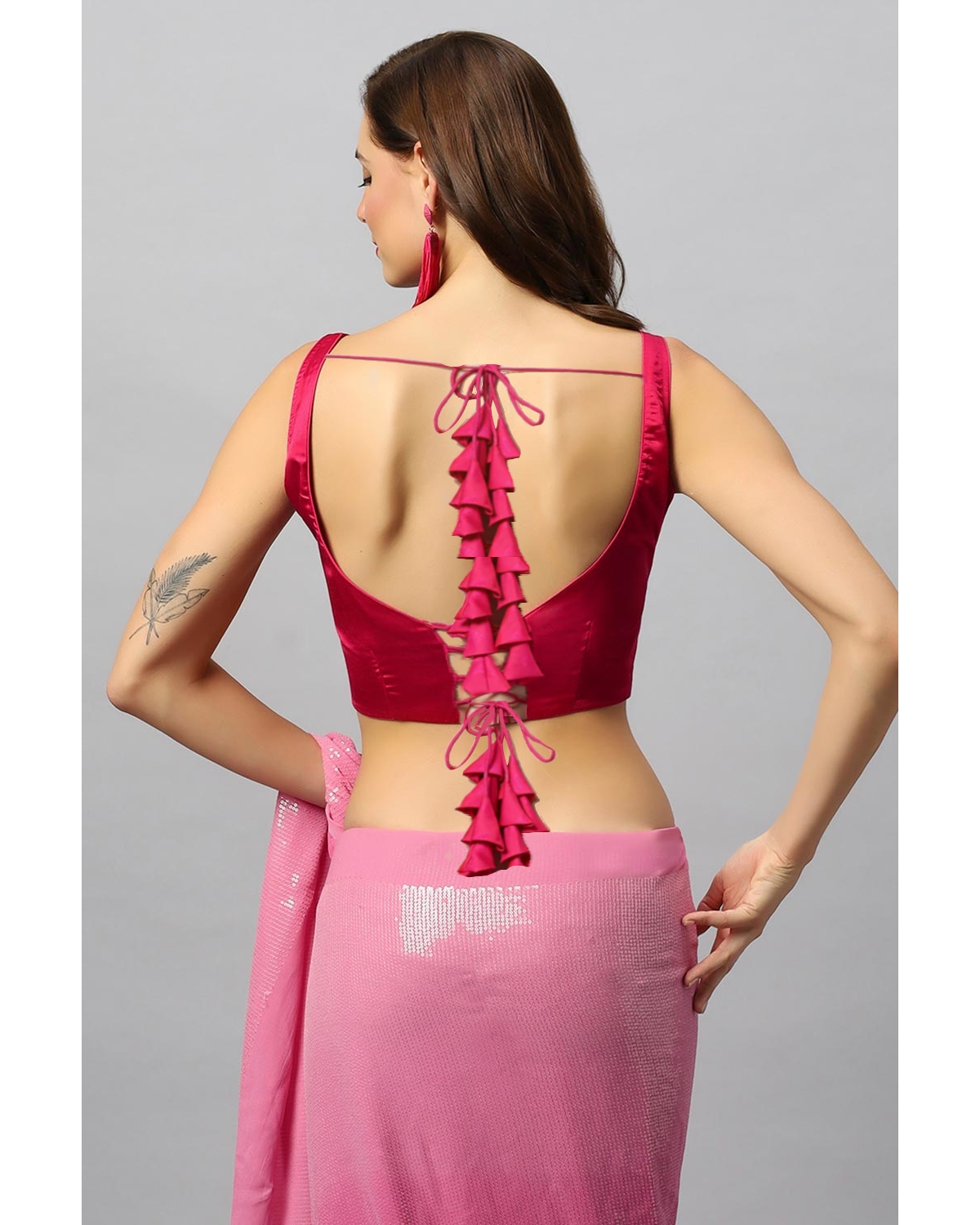 One Minute Saree Women's Ashley Fuscia Sleeveless Sweetheart Blouse