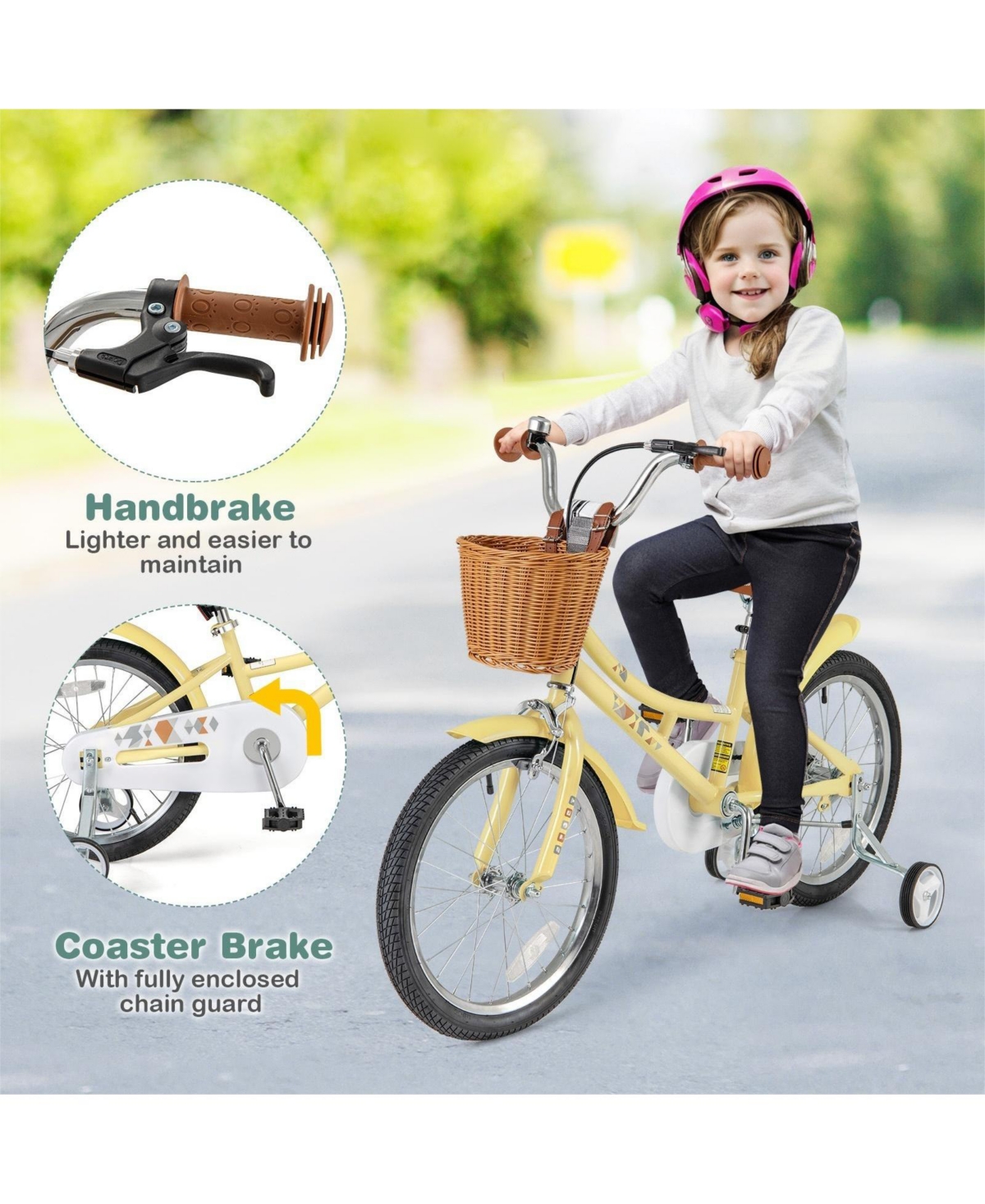 Hongge 16/18 Kids Bike Adjustable Bicycle with Reflectors and Bell for Children 4-8 Years Old