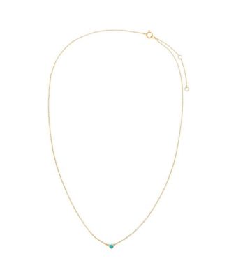 Turquoise Bezel Pendant Necklace 14K