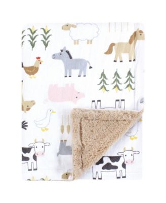 Hudson Baby Boys Velvety Plush Blanket with Fuzzy Trim and Soft Underside - Cute farm 20$