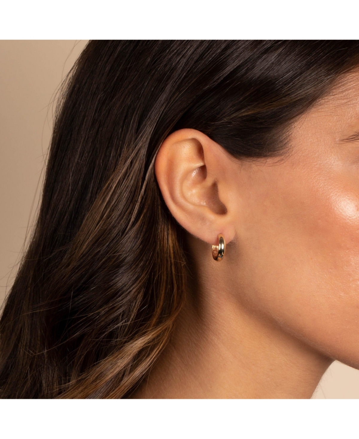 By Adina Eden Solid Wide Rounded Huggie Earring 14K - 14k gold