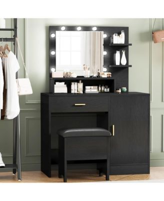 Vanity Desk, Makeup Vanity Desk with Mirror & Lights-3 Lighting Modes, Large Drawers