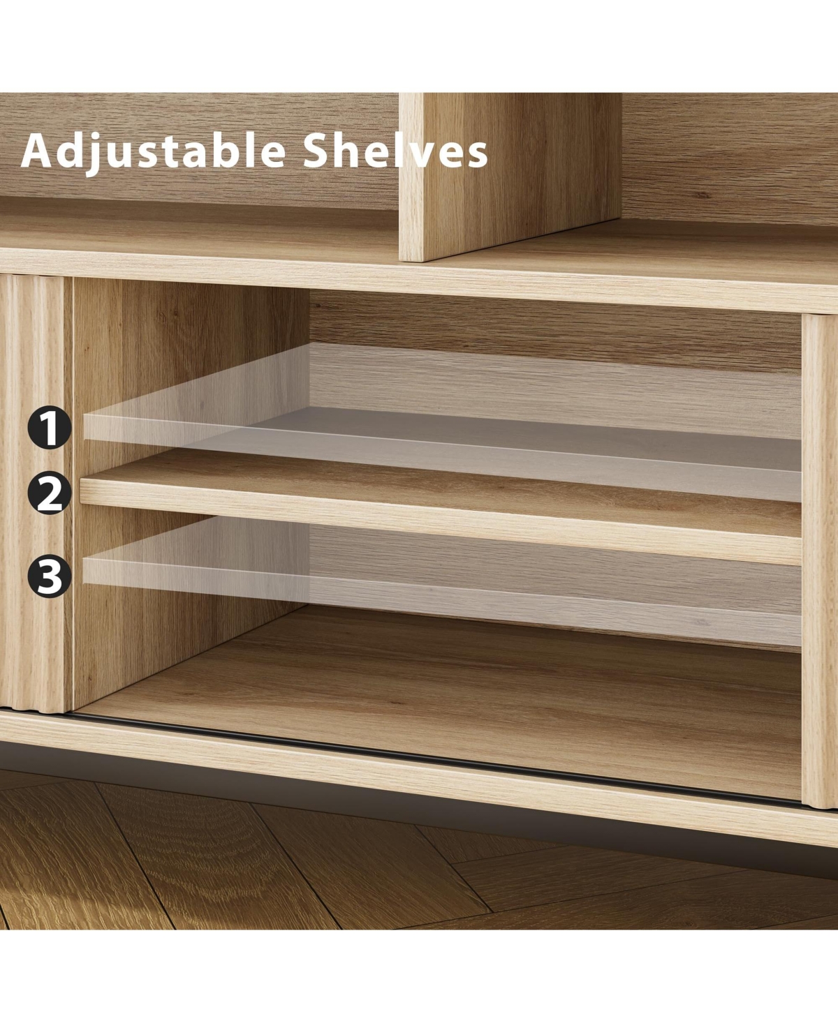 gaomon Tv Stand for inch, Mid Century Modern Entertainment Center with Storage and Sliding Doors