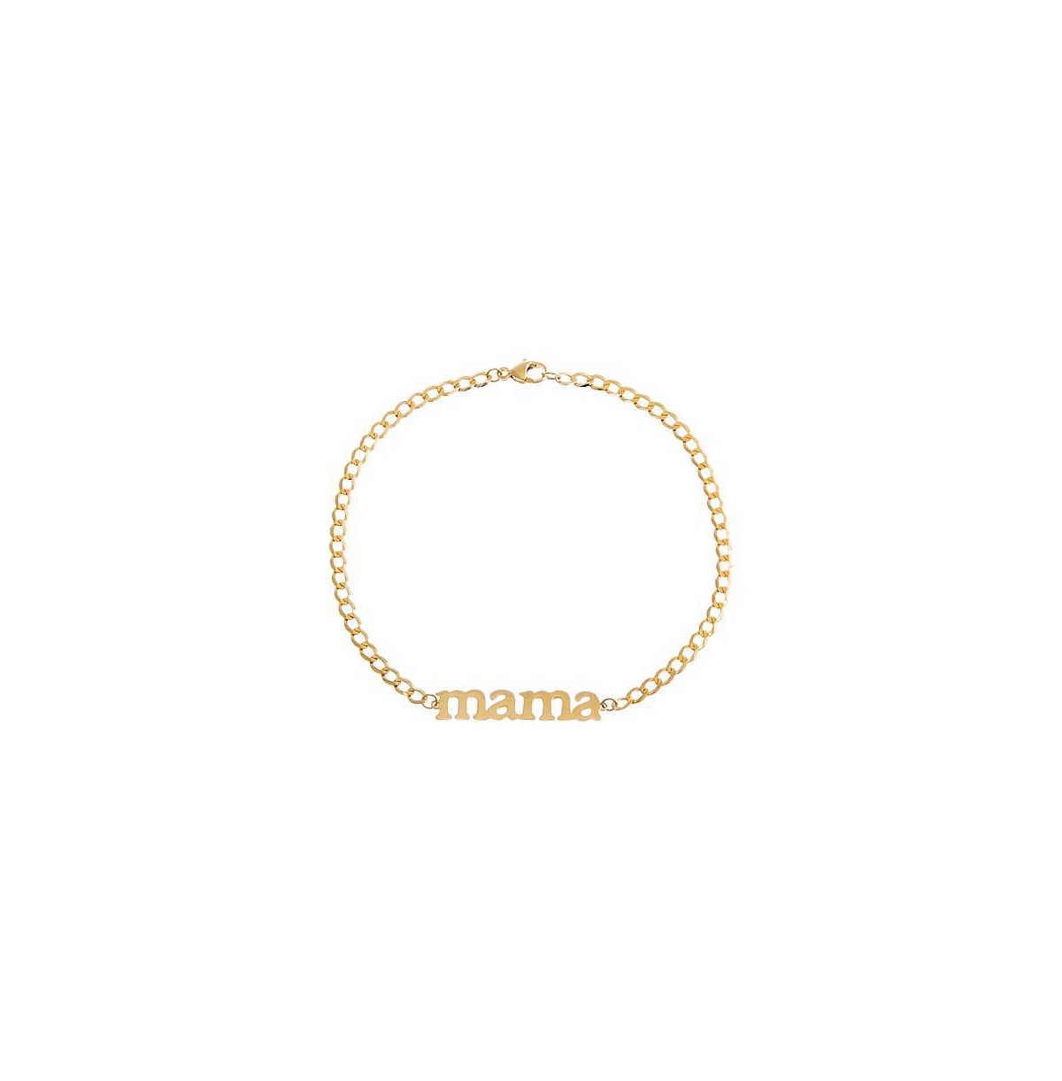 Solid Lowercase Mama Plate Cuban Chain Bracelet 14K - 14k gold