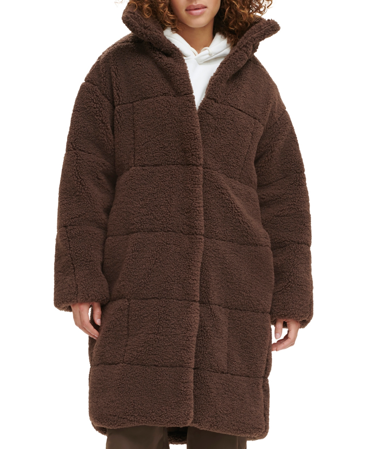Levi's Women's Long Sherpa Snap-Closure Teddy Coat