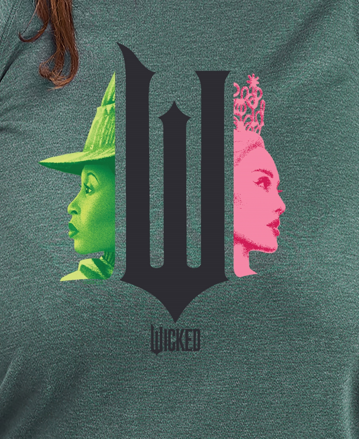 Hybrid Apparel Plus Size Wicked Elphaba Glinda Graphic Crew Neck T-shirt In Green