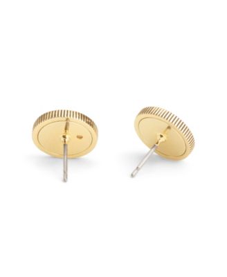 Faux Stone Signature Quilted Coin Stud Earrings