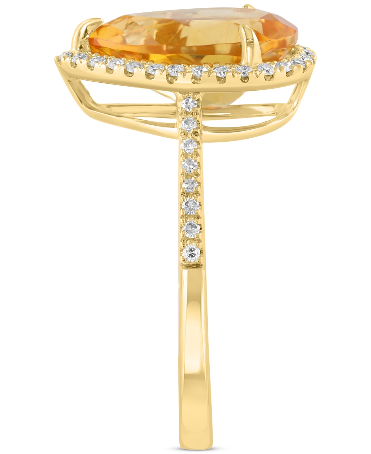 Effy Collection Effy Pear-shape Citrine (3-3/8 Ct. T.w.) & Diamond (1/6 Ct. T.w.) Statement Ring In 14k Yellow Gold In Citrine