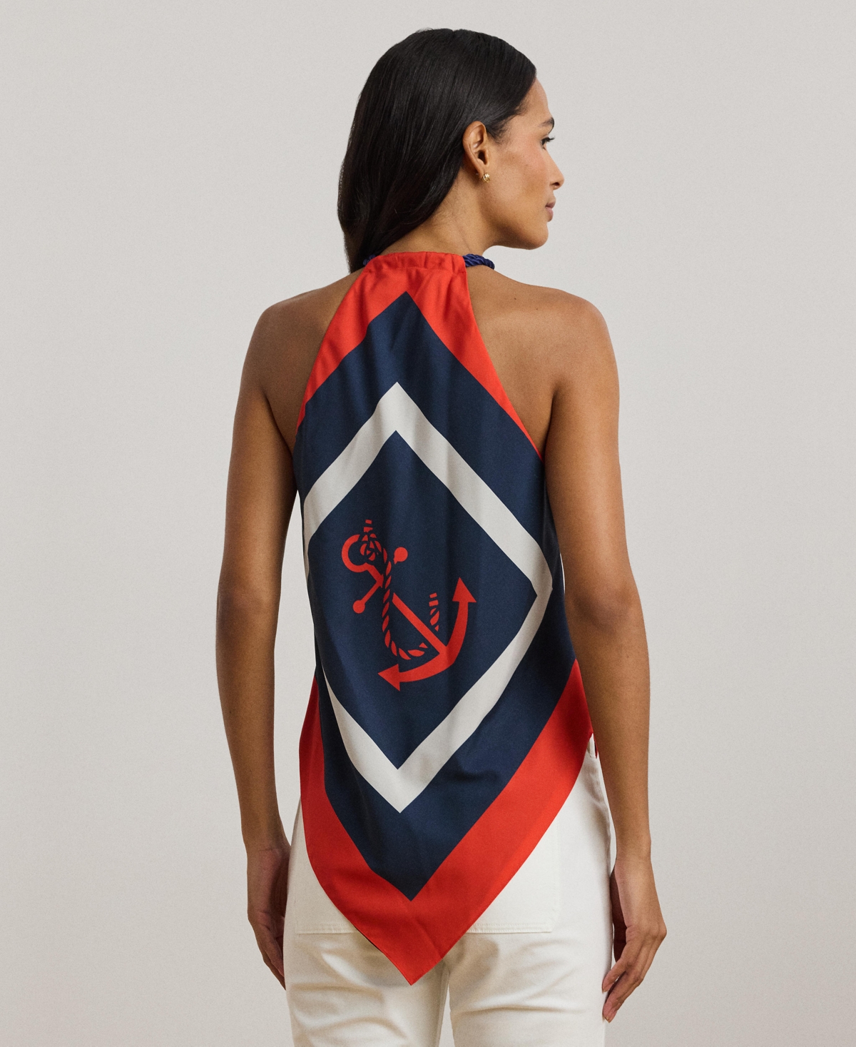 Lauren Ralph Lauren Women's Anchor-Print Crepe Halter Blouse