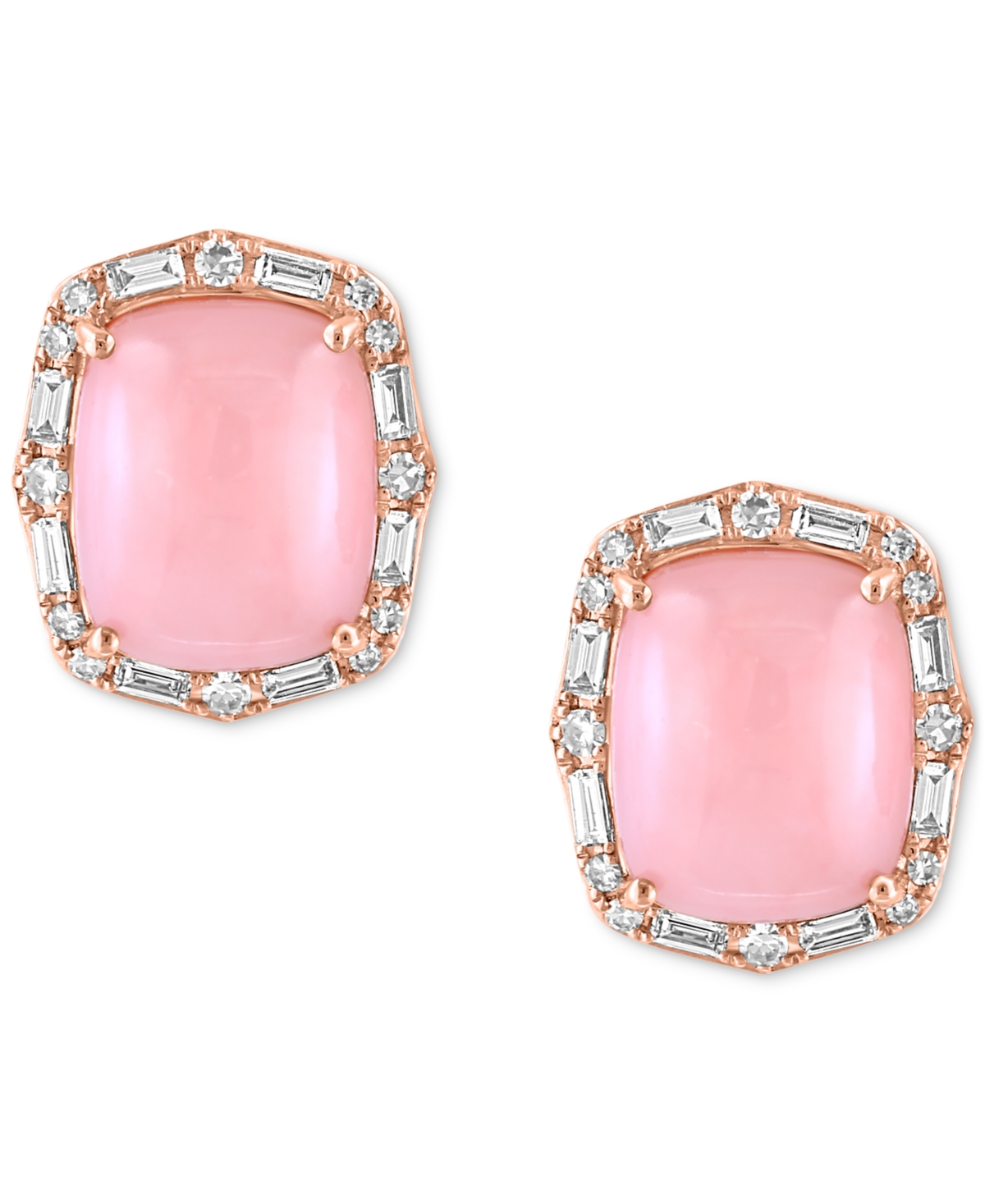 Effy Collection Effy Pink Opal (3-1/2 Ct. T.w.) & Diamond (1/4 Ct. T.w.) Stud Earrings In 14k Rose Gold In Pink Opal