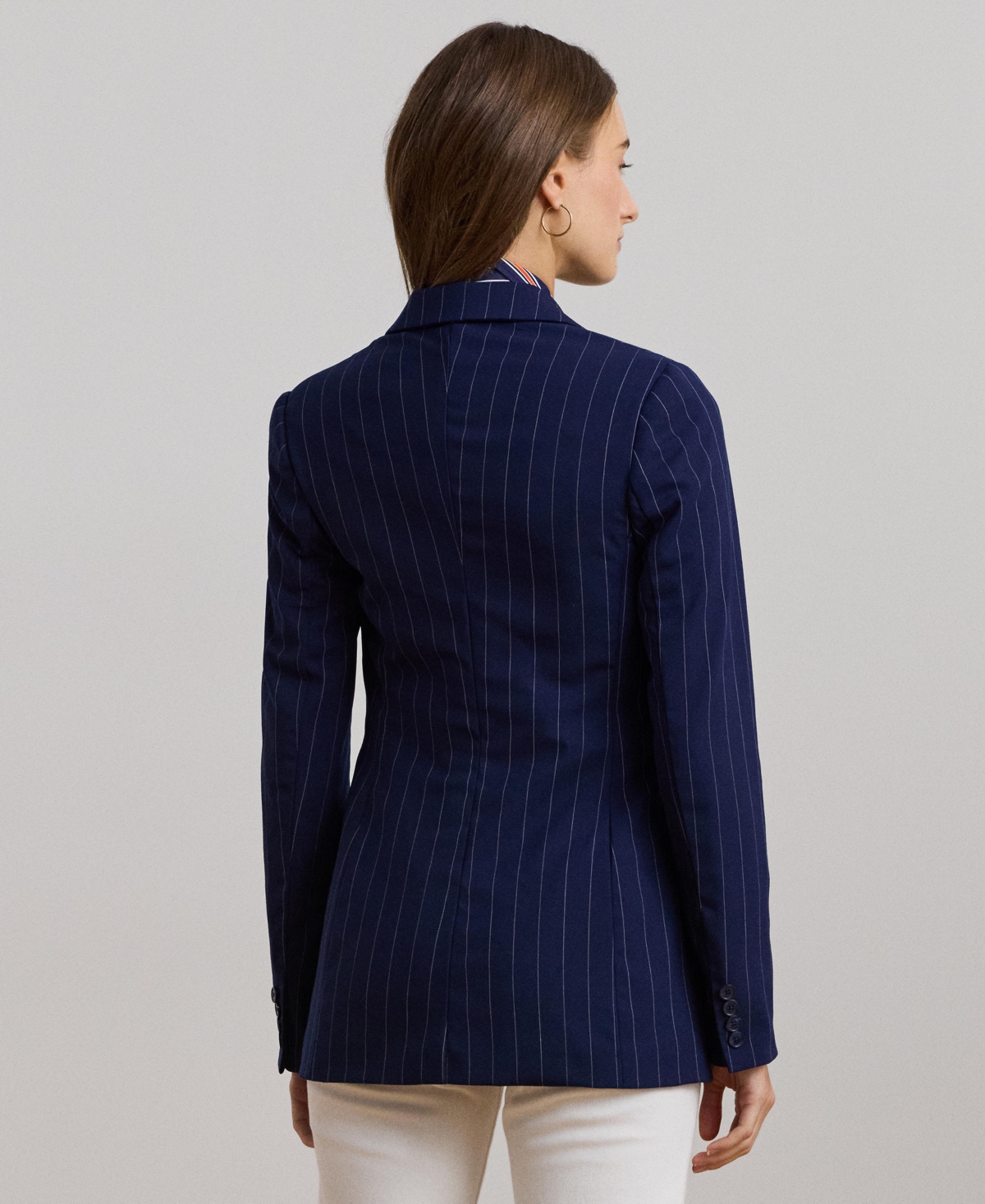 Lauren Ralph Lauren Women's Pinstripe Double-Breasted Twill Blazer -White