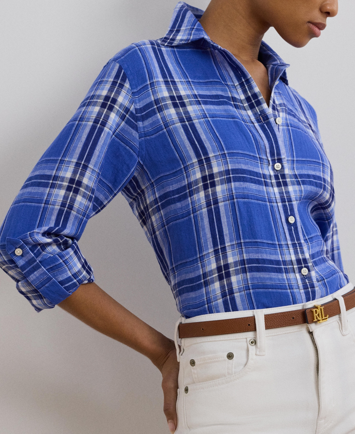 Lauren Ralph Lauren Women's Classic-Fit Plaid Linen Shirt