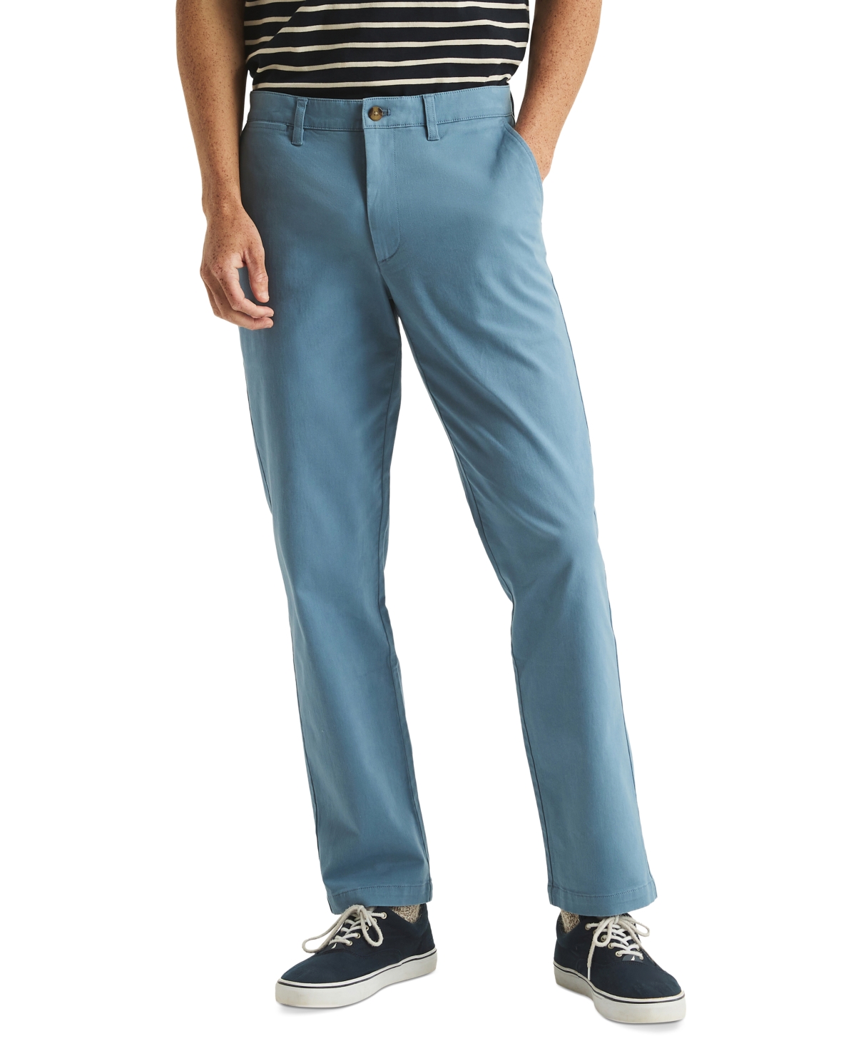 Men's Classic-Fit Stretch Solid Flat-Front Chino Deck Pants - Coronet Blue