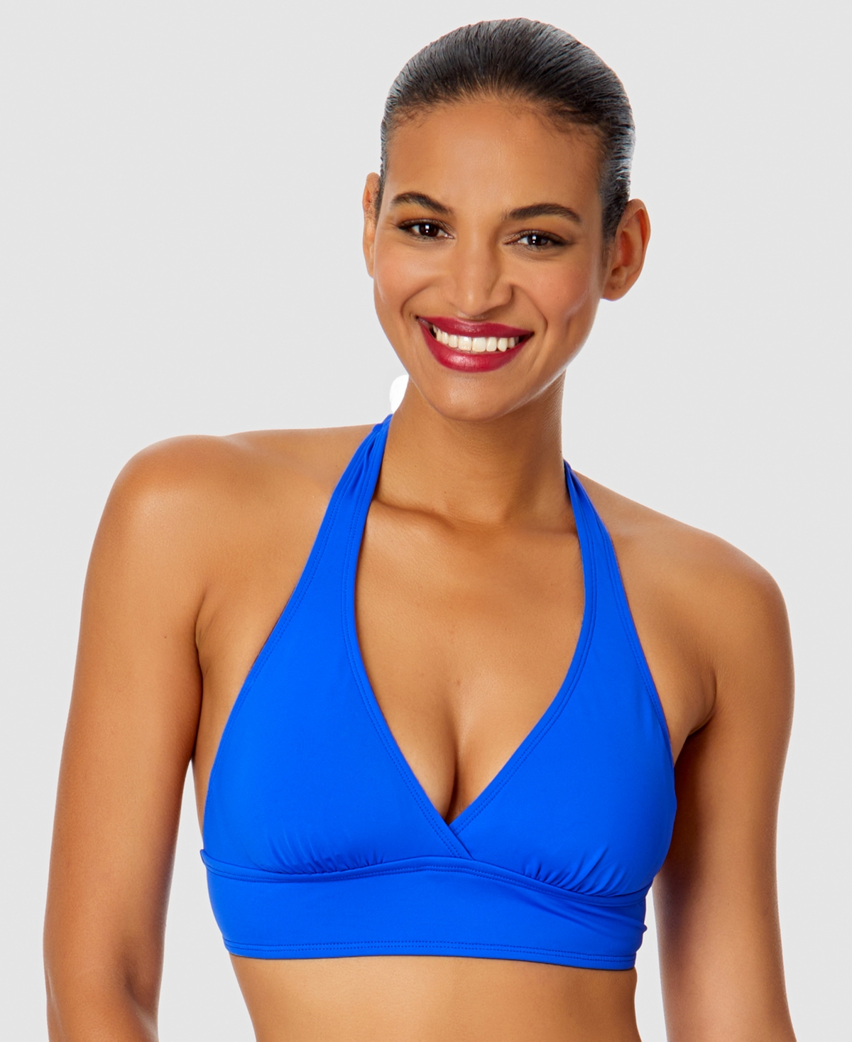 Solid Banded Halter Bikini Top - Royal