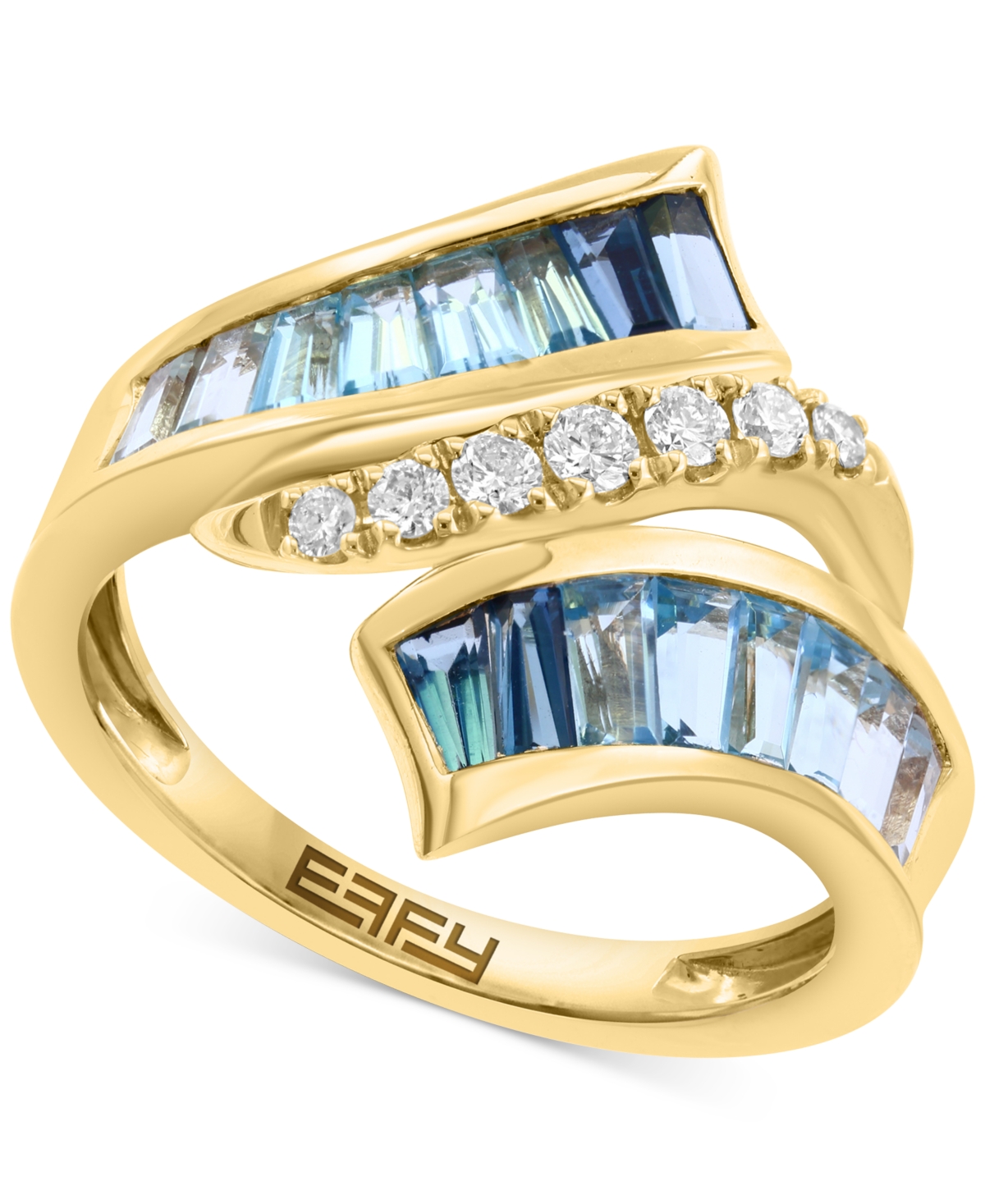 Effy Multi-Topaz (1-1/3 ct. t.w.) & Diamond (1/6 ct. t.w) Bypass Statement Ring in 14k Yellow Gold - Blue Topaz