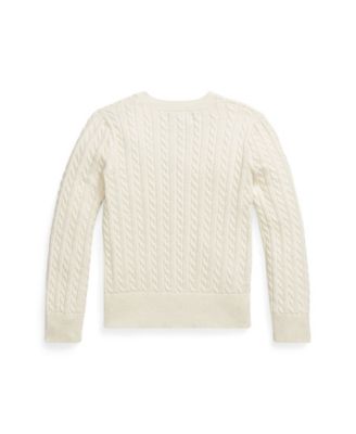 Girls 2T-6X Metallic Cable Cotton-Blend Cardigan Sweater