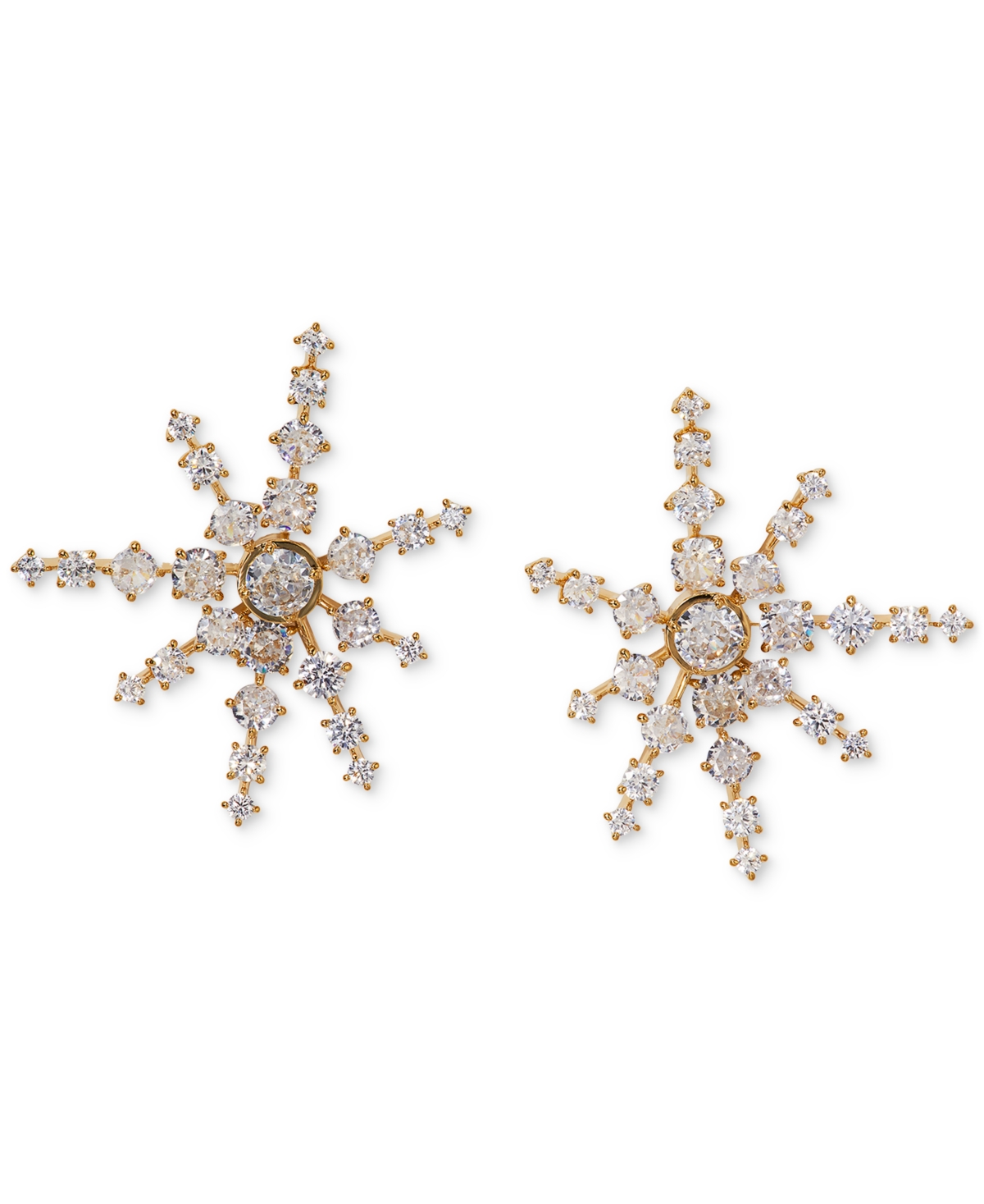 Gold-Tone Cubic Zirconia Celestial Starburst Statement Earrings - Gold