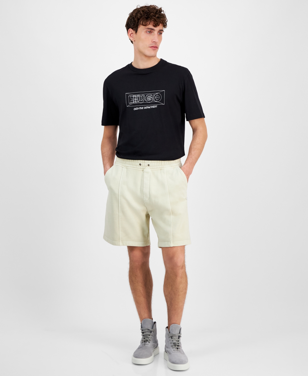 Hugo by Hugo Boss Men's Nuralpo Elastic Waist French Terry 7-2/3" Shorts - Med Beige
