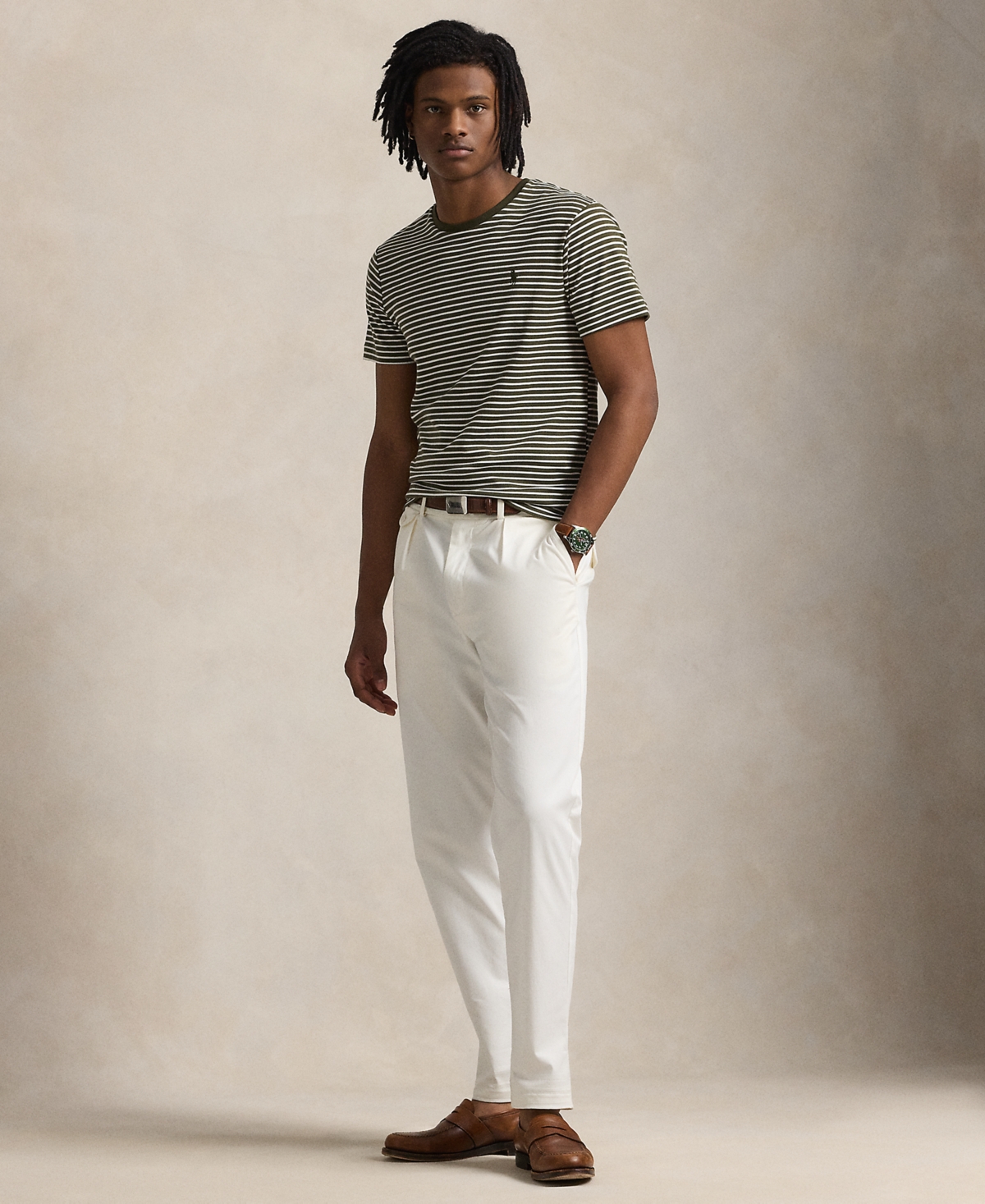 Polo Ralph Lauren Men's Classic-Fit Striped Jersey T-Shirt -white