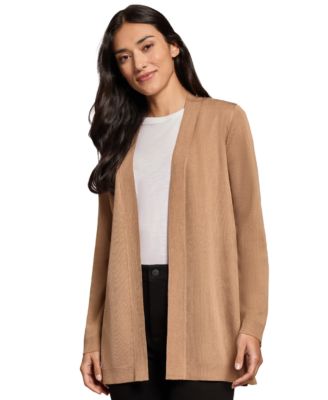 Jones New York - Petite Collarless Open-Front Long-Sleeve Cardigan