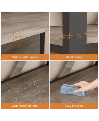 5 Tier Bookshelf with LED Lights, Bookcase with Open Display Shelves, Wood and Metal Standing Bookshelf