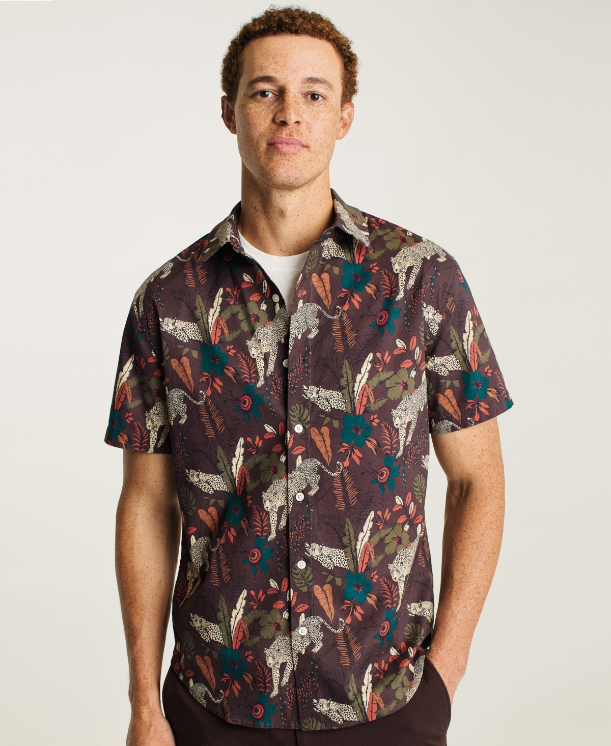 Men's Slim-Fit Riviera Leopard Graphic Shirt - Leopard Jungle