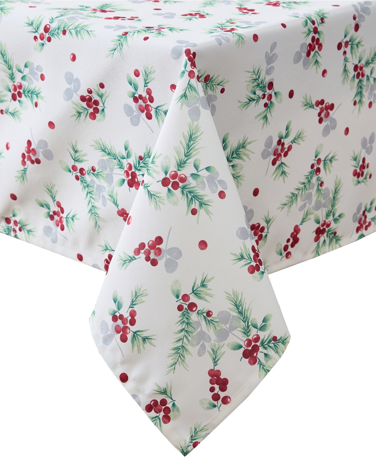 Laura Ashley Easy Care Holiday Tablecloth, 60" X 120" In Holly Berry