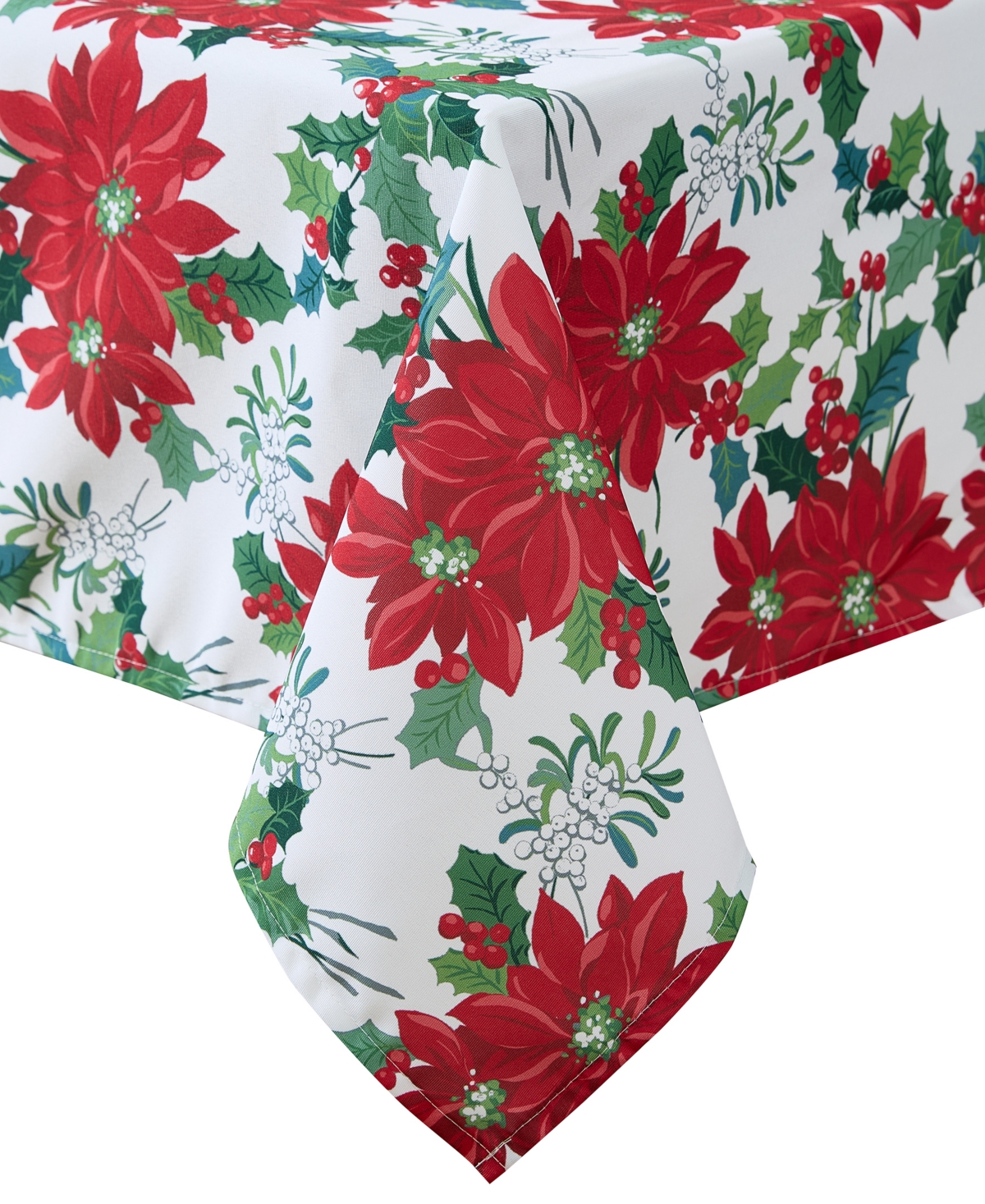 Laura Ashley Easy Care Holiday Tablecloth, 60" X 102" In Christmas Floral