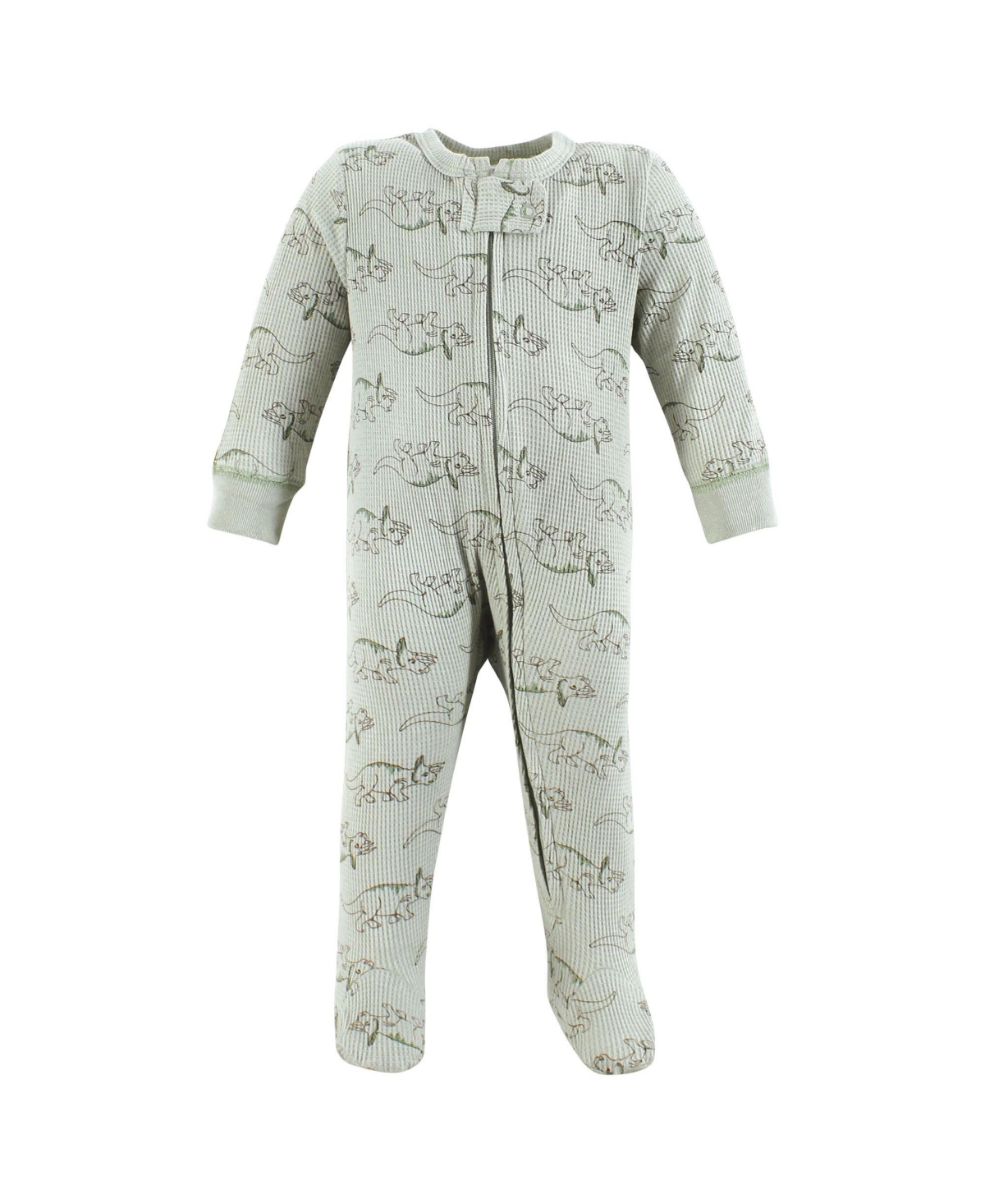 Hudson Baby Baby Boys Thermal Zipper Sleep and Play 2pk, Months - Sage dinosaur