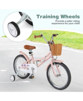 16/18 Inch Kids Bike Retro Bicycle with Adjustable Height and Basket for Ages 4-8 Years Old