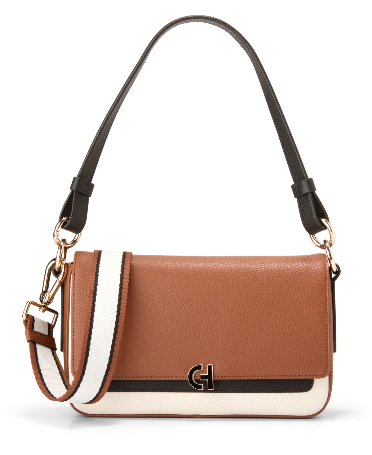 Cole Haan Mini Leather Shoulder Bag In Black,white,british Tan