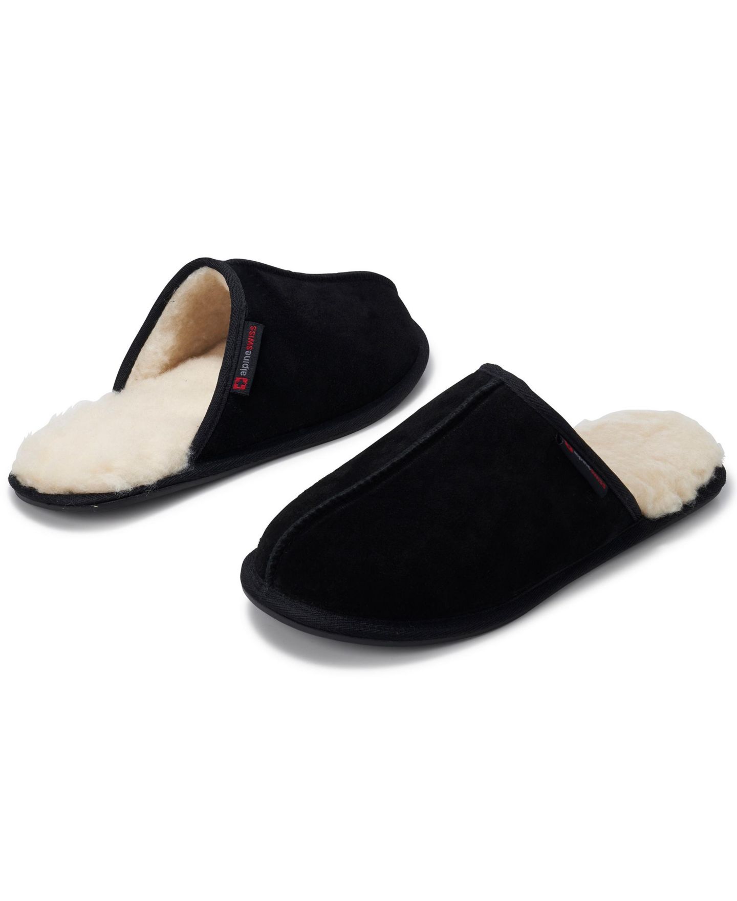 Мужские тапочки Alpine Swiss Microsuede Memory Foam Scuff Slippers Comfort Slip On, цвет: Чёрный — фото 5